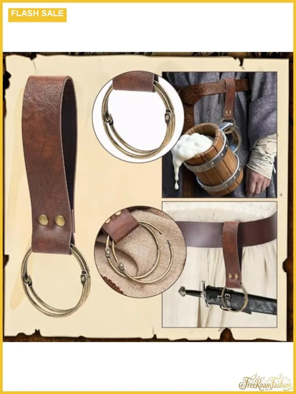 PU Leather Renaissance Corset Belt with Pouch Medieval Costume Accessory